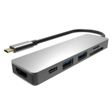 6-in-1 USB C Docking Station USB Type C to HDMI with Two USB 3.0 Port, PD3.0 Fast Charging and SD/TF Card Reader Adapter